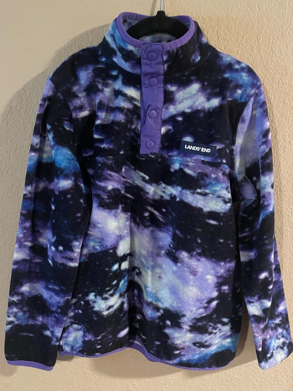 Lands' End Kids Violet Galaxy Fleece Pullover Hoodie